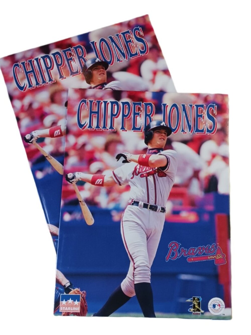 Chipper Jones Vintage Folder Lot Of 2 Atlanta Braves MLB 1997 Genuine Merch